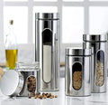 Quality 4pc Stainless Steel Canister Set for Kitchen Counter with
