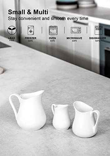 12 Oz Ceramic Creamer with Handle, White Coffee Milk Pitcher