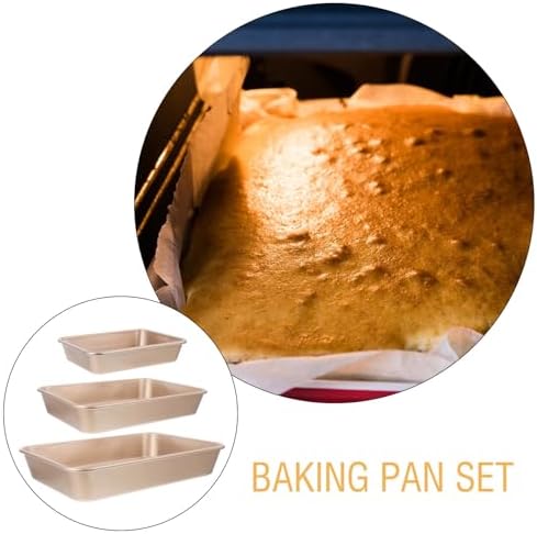 3 Piece Rectangular Cake Pans Set, Carbon Steel Oven Baking Sheets