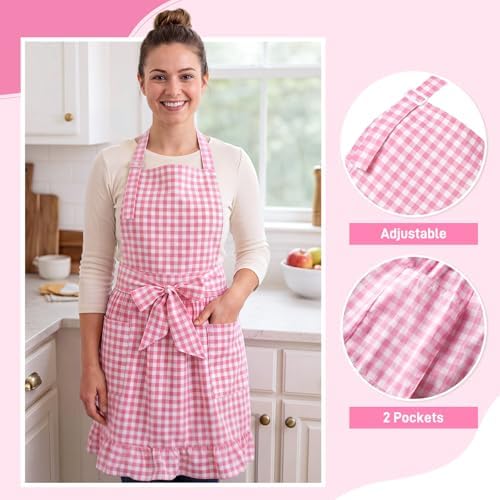 Vintage Apron Ruffle Dress Women 2 Pockets