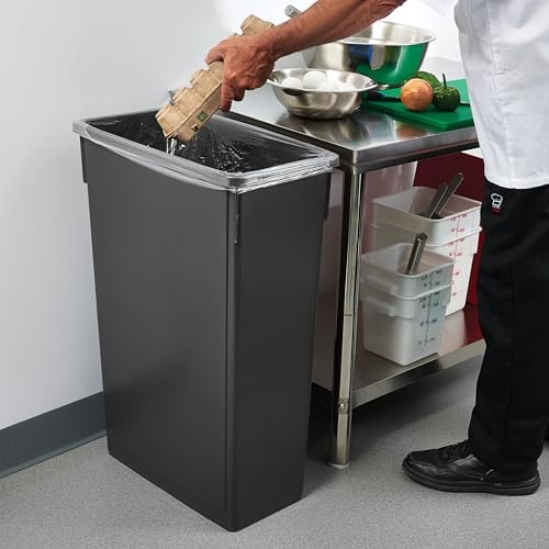 Winco 23-Gallon Black Slender Trash Can