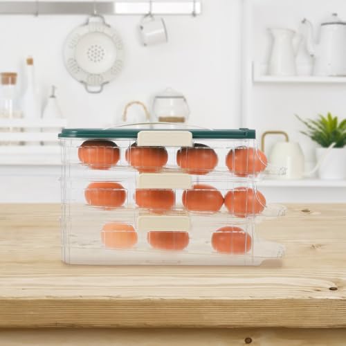 Green Automatic Rolling Egg Dispenser Three Layer Fridge Organizer