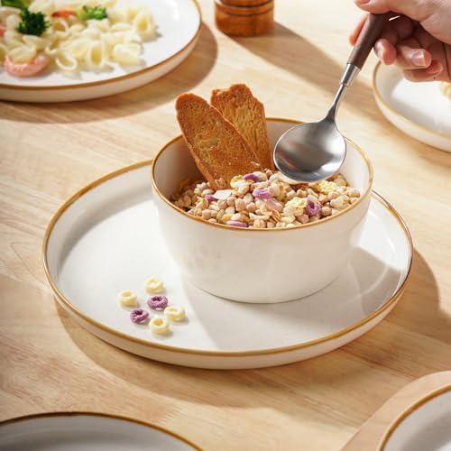 Yachi Plates and Bowls Sets, 12 Pieces Modern Style Porcelain