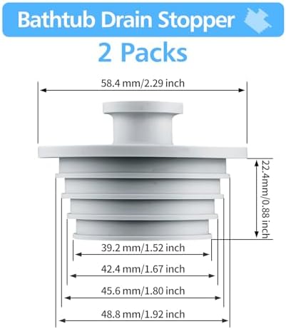 Aluvor Bathtub Stopper Drain Plug Bathroom Tub Plug Sink Stopper 2pcs