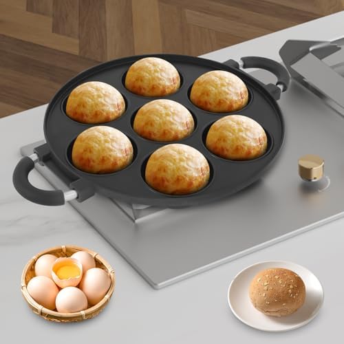 7-Hole Professional Cake Cooking Pan, Cast Iron Non-Stick Omelette Pan