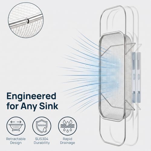 2026 New Stainless Steel Over The Sink Colander Strainer Basket
