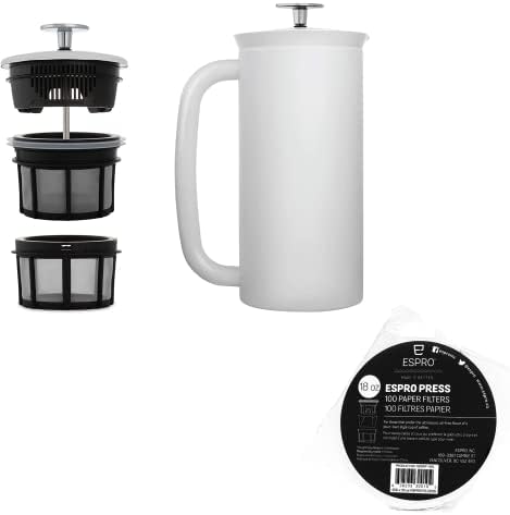 ESPRO P7 Stainless Steel French Press, Matte White, 18 Oz