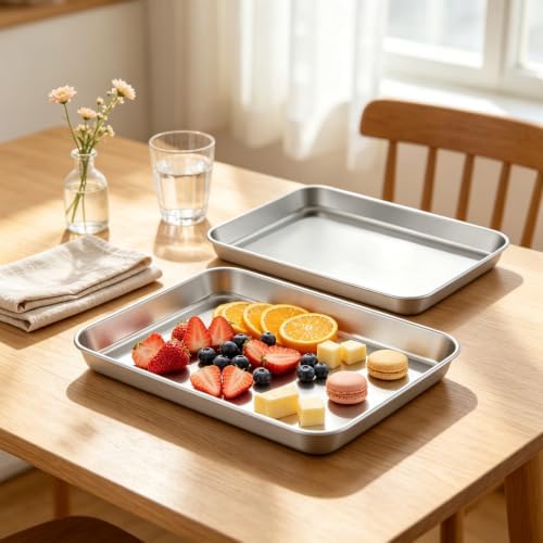 Home Baking Pan Set Stainless Steel, 2 Piece 10 X 8 Inch Pastry Sheets