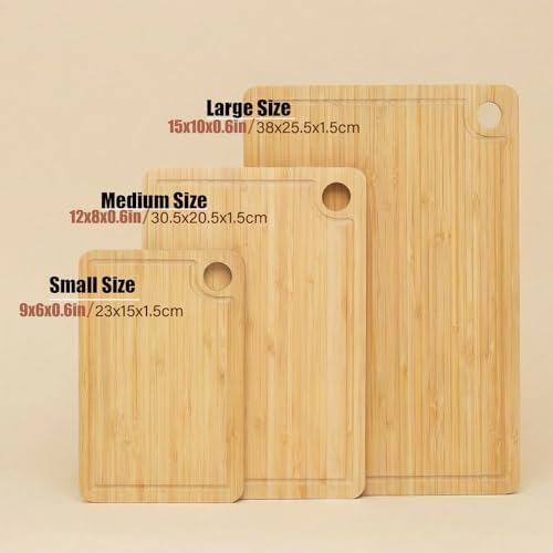 3 Pack Bamboo Cutting Board Set