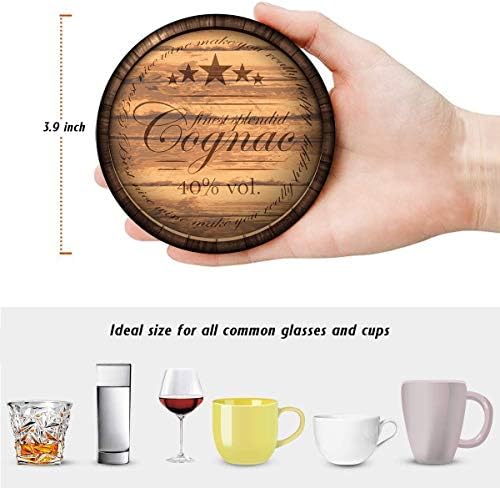Britimes Coasters for Drinks, Set of 6, Ceramic Stone, Wooden Rustic