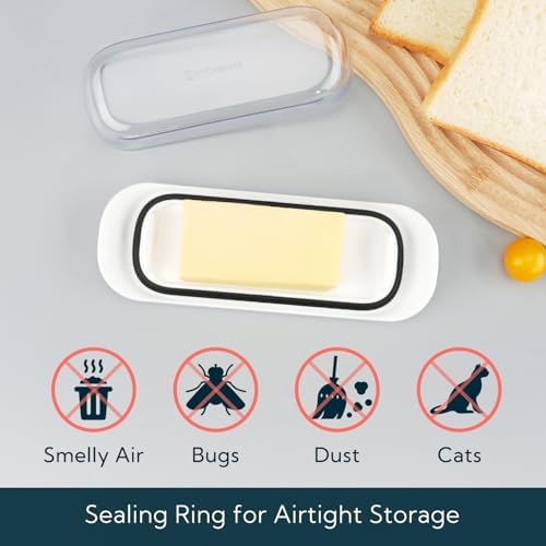 KITCHENDAO Airtight Butter Dish with Lid for Countertop and
