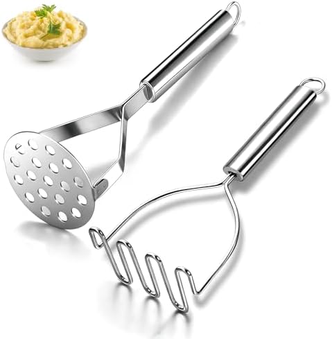 Potato Masher 2 Pcs, Kyraton Stainless Steel Heavy Duty Mash Potatoes