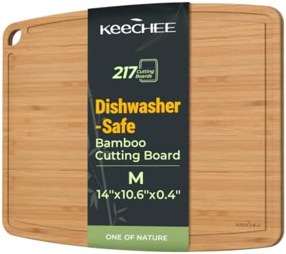 Keechee Dishwasher Safe Bamboo Cutting Board, Lightweight & Durable