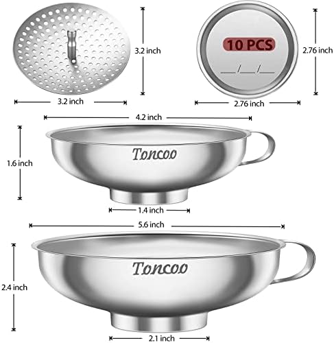 2pcs Canning Funnels for Filling Mason Jars with Strainer, Food Grade