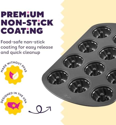 Wilton Gold Non-Stick Mini Fluted Tube Pan, Made Without PFAS