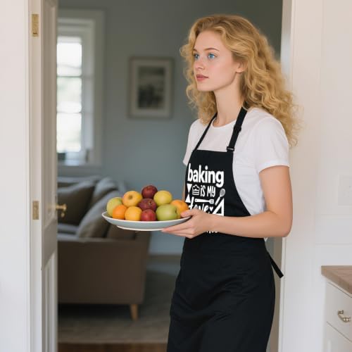 Funny Apron for Women with 2 Pockets, Adjustable Kitchen Apron for
