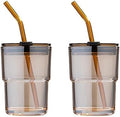 BLUEPOLAR 13oz/400ml Glass Tumbler Water Cup with Straw and Lid