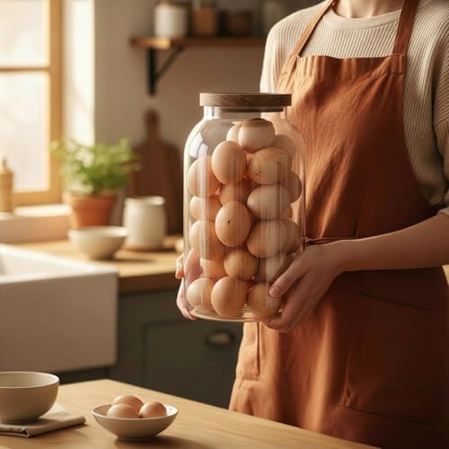 Bekith 1 Gallon Glass Jar with Wooden Airtight Lid, Large Food Storage