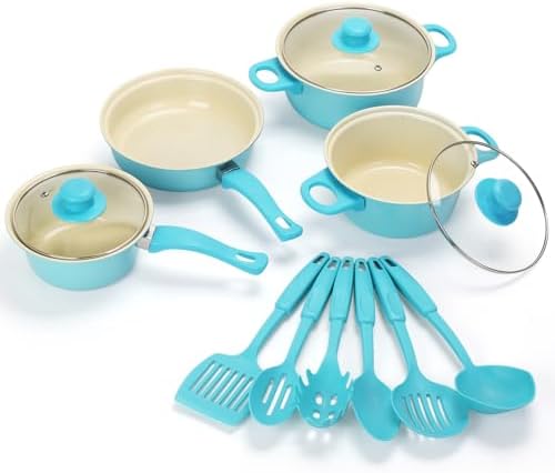 Non-Stick Cookware Set, 13 Piece Set Portable Lightweight Cast Iron