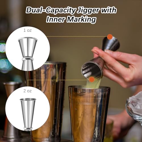 Cocktail Shaker, Professional 5-Piece Bartender Kit with Boston