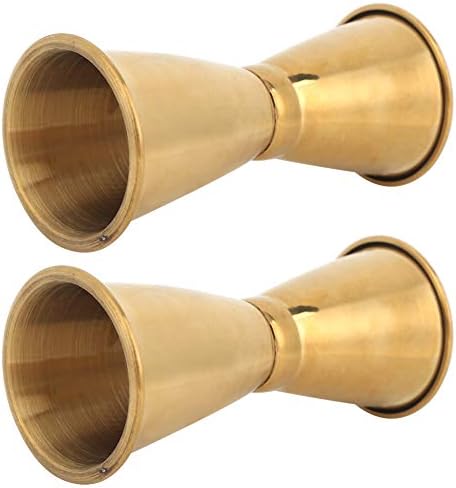 Fdit Cocktail Jigger, 2Pcs Gold Stainless Steel Double Head Cup ((gold