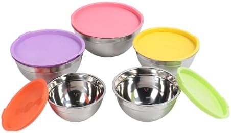 Stainless Steel Mixing Bowls with Lids 5-Piece Set