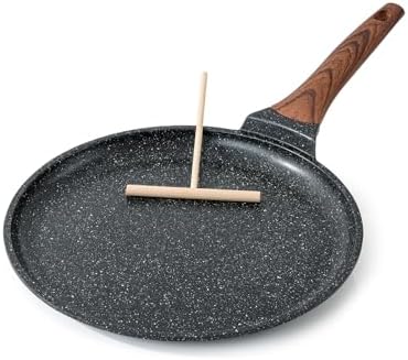 Kordisen Crepe Pan Nonstick, 12 Inch Dosa Pan with Spreader, Granite