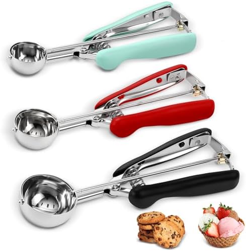 3 Pack Cookie Scoop, Stainless Steel Cookie Scoops for Baking