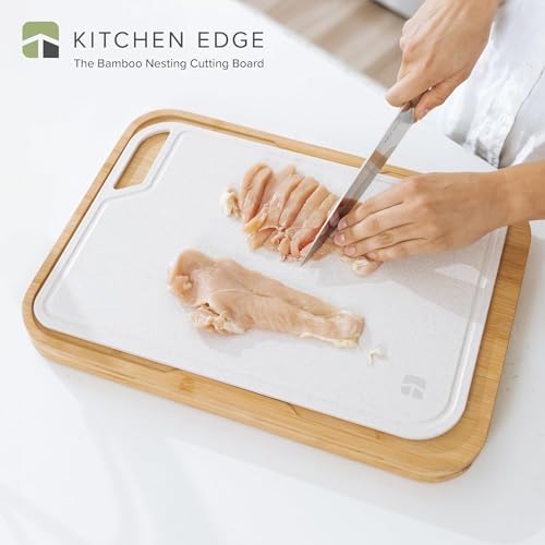 KitchenEdge 2-Piece Nesting Cutting Board Set | Natural Bamboo, Large