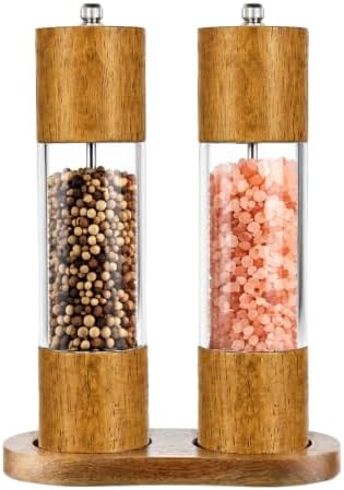Wooden Salt and Pepper Grinder Set, 8 Inch