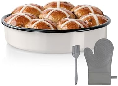 Round Roasting Pan Set, Enamel 10 Inch Deep Dish Pizza Pan for Oven
