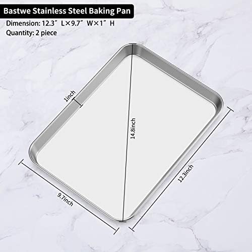 Baking Sheets 2 Pieces, Bastwe Cookie Sheets Set Stainless Steel