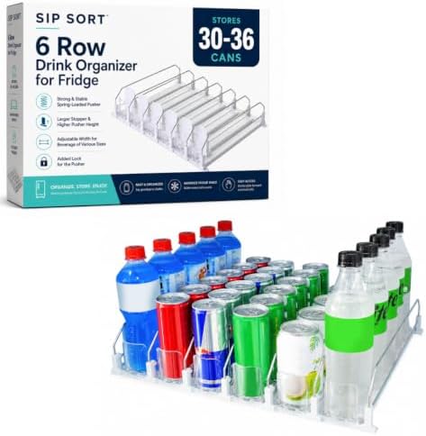 Drink Organizer for Fridge. Ultra Space Saving Soda Can Organizer with