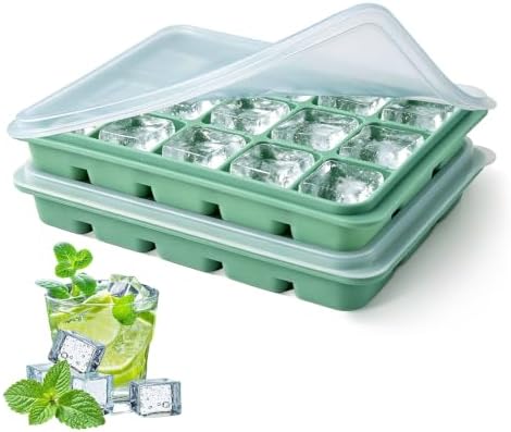 Tvmania Ice Cube Trays Set of 2, 15-Cube Silicone Molds with Removable