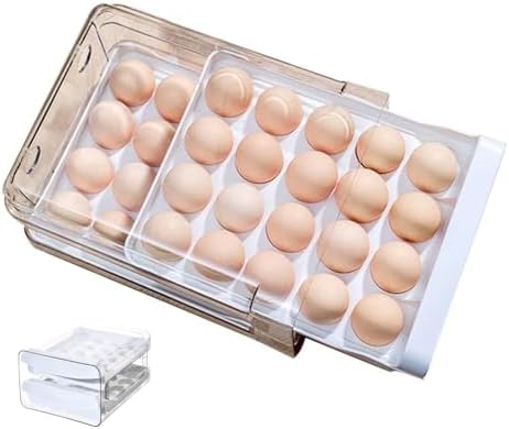 Egg Holder 40 Grids Egg Storage Drawer Container for Fridge Clear