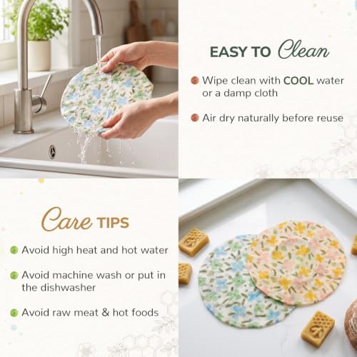 Reusable Beeswax Bowl Covers for Sourdough, 2 Pack, 10 Inch