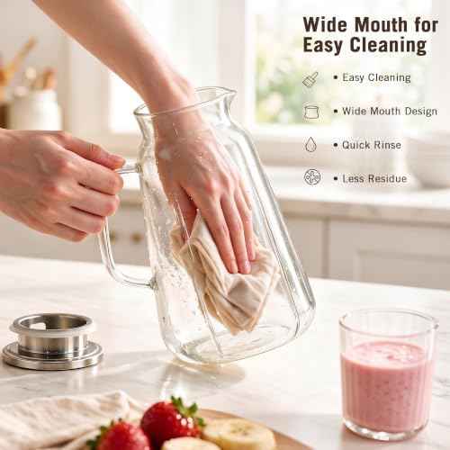 2 Pack Glass Pitcher with Lid and Handle for Fridge, Iced Tea and