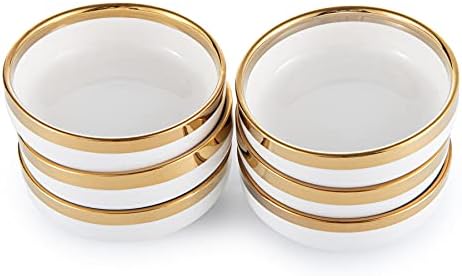 3.4-Inch Porcelain Ceramic Dipping Bowls Set of 6 - White Sauce Dishes
