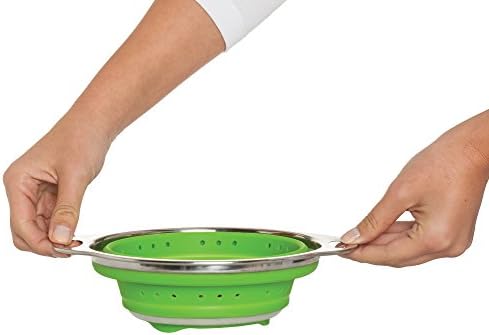HIC Kitchen Collapsible Colander, Silicone and 18/8 Stainless Steel