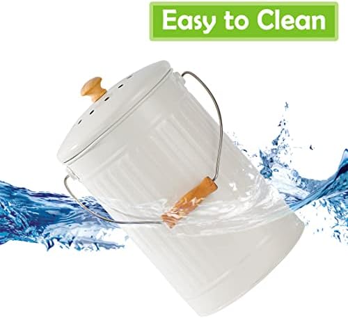 1.7 Gallon Kitchen Compost Bin with Lid, White