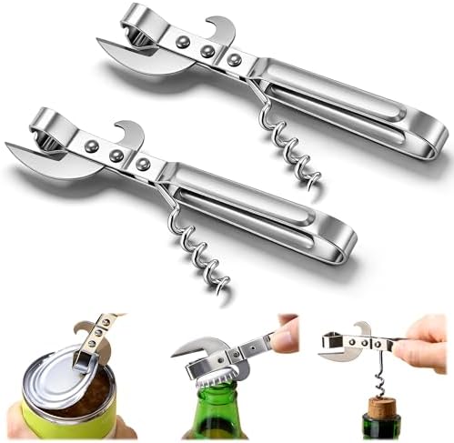 2 Pack 3 in 1 Can Openers, Vintage Can Opener with Dual Sided Blade