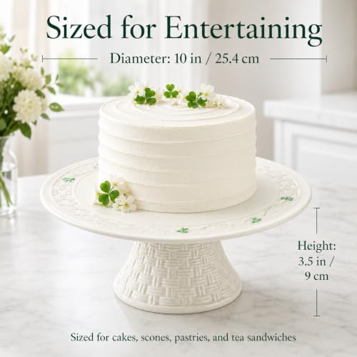 Belleek Classic Shamrock Cake Stand | 10in Parian China | Made in