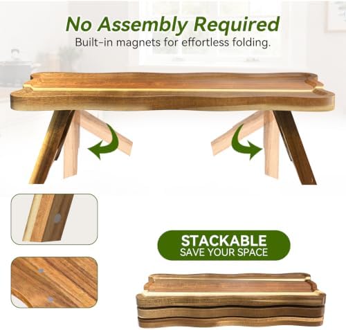 Acacia Wood 3 Tier Cupcake Stand, Serving Tray for Party, Foldable