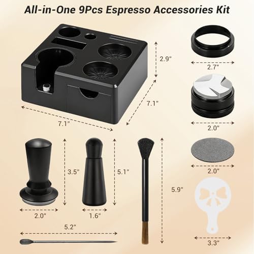 51mm Espresso Accessories Kit, Espresso Knock Box and Tamping Station