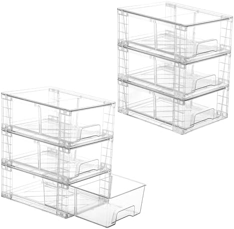 Vtopmart 6 Pack Stackable Storage Drawers,Clear Acrylic Drawer