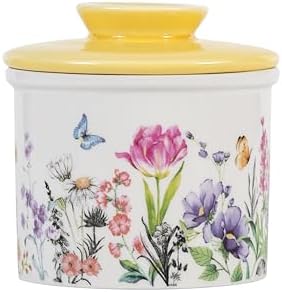 Butter Crock with Yellow Lid for Countertop, 3.9'' Butter Dish