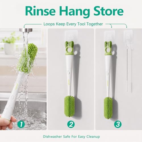 5-in-1 Long-Handle Silicone Baby Bottle Brush Set with Straw Cleaner