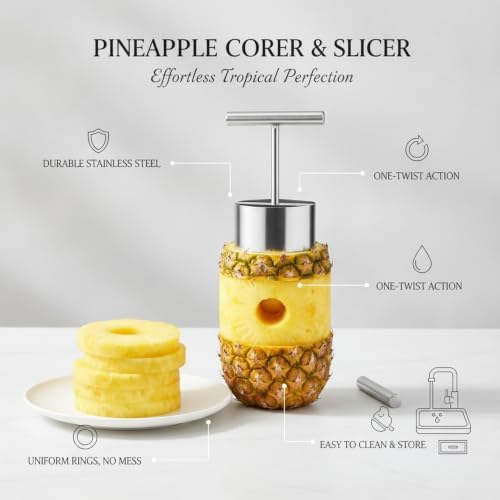 Multipurpose Stainless Steel Fruit Corer and Slicer for Pineapples