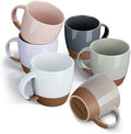 Morandi Color Ceramic Coffee Mugs Set of 6 (Large),18 oz Coffee Cups
