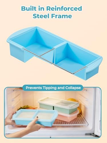 Silicone Freezer Tray with Lid for Soup Ice Cubes, 2Cup Large Ice Cube